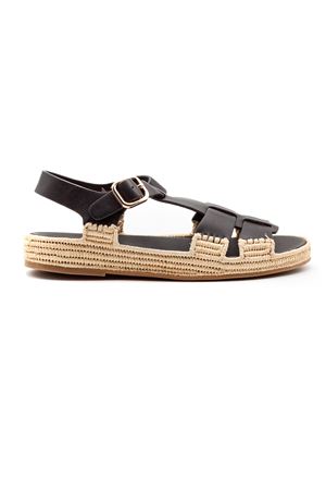 Black leather flat sandals PALOMA BARCELO | 302605CHOCOLATE